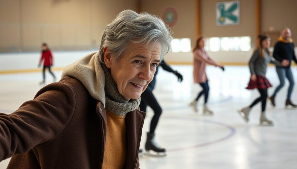 Adult learning ice skating