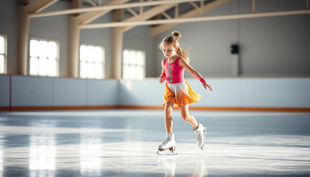 Young Ice Skater Learning Skills