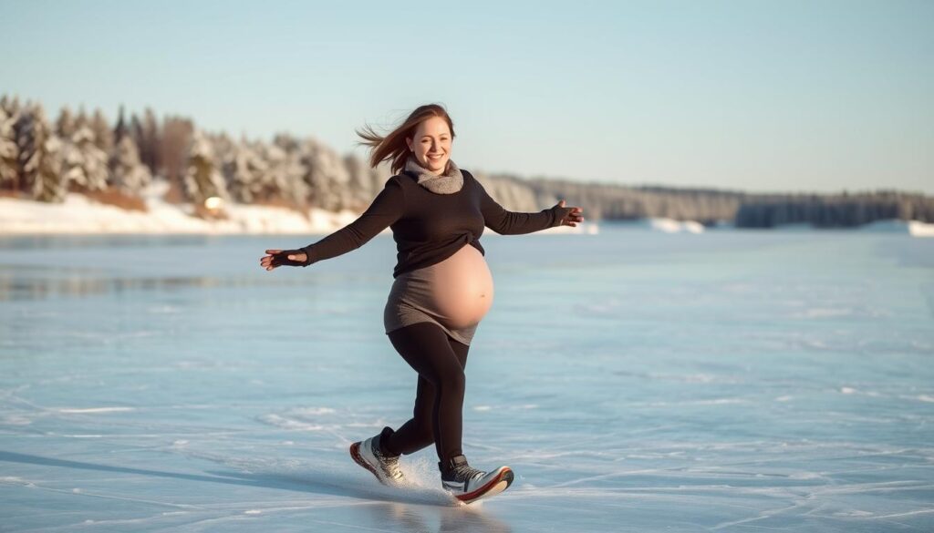 Pregnant Woman Ice Skating Safety First Trimester