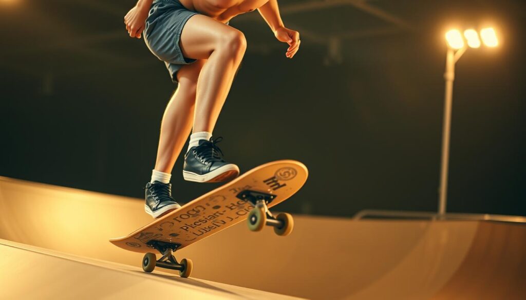 Skater demonstrating physical fitness for skateboarding